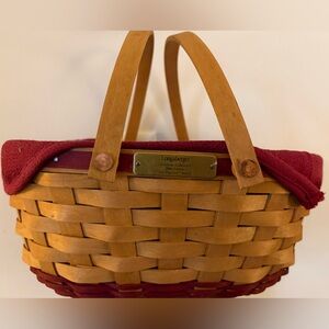 Longaberger Red and Tan Woven Tote